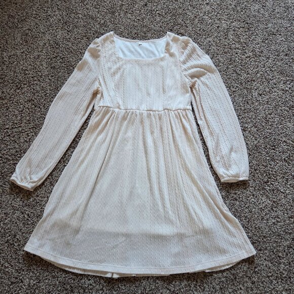 Unbranded Dresses & Skirts - Cottagecore Dress Lg Cream Romantic Empire Waist Puff Sleeves Lined Square Neck